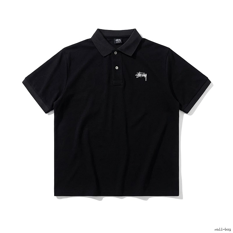 Stussy basic simple style black Polo shirt