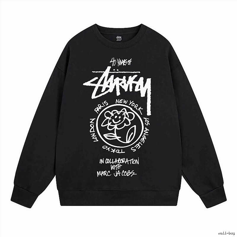 Stussy Black Style 539 Graphic SweatShirt Campus Look