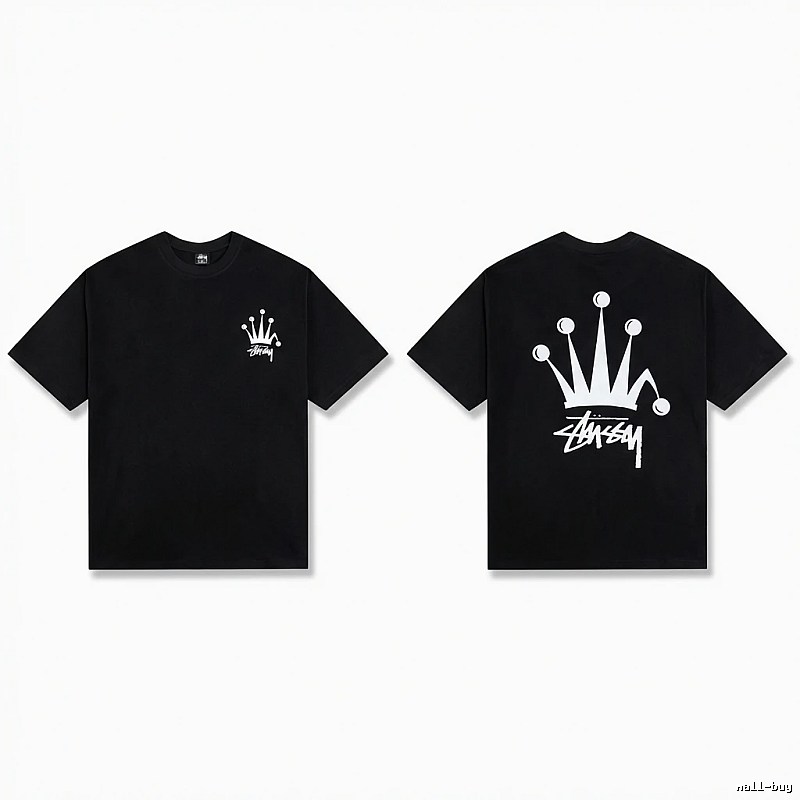 Stussy Crown Trendy and Cool Style Black T-shirt