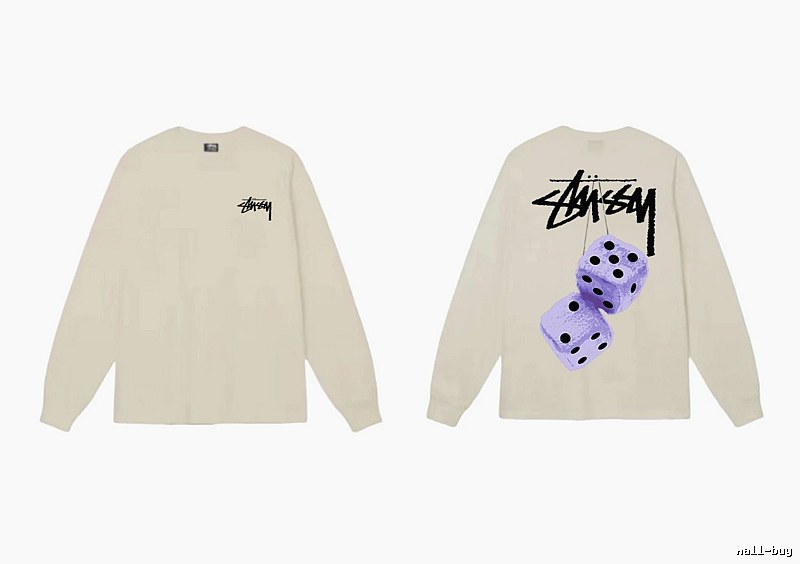 Stussy Dice Print Off-white Long-sleeve Shirt