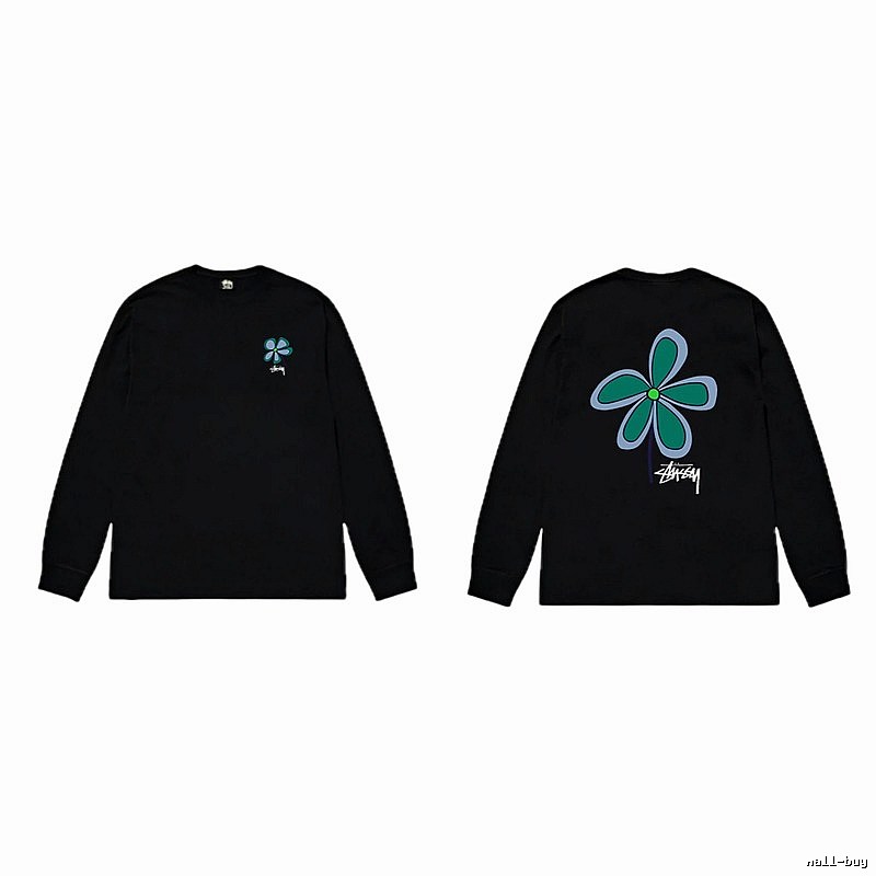 Stussy Flower Print Black Long-Sleeve