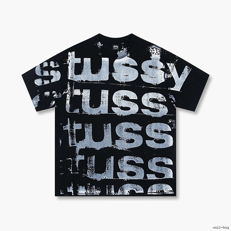 Stussy graffiti-style black T-shirt with letters