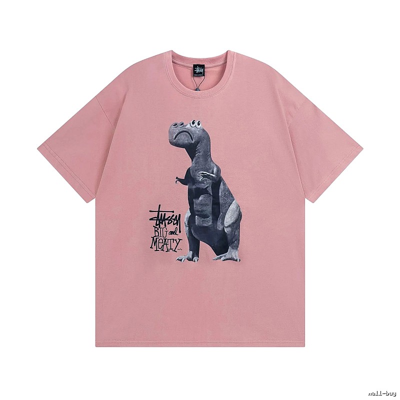 Stussy Pink Spider Graphic T-Shirt Easy Pairing Logo