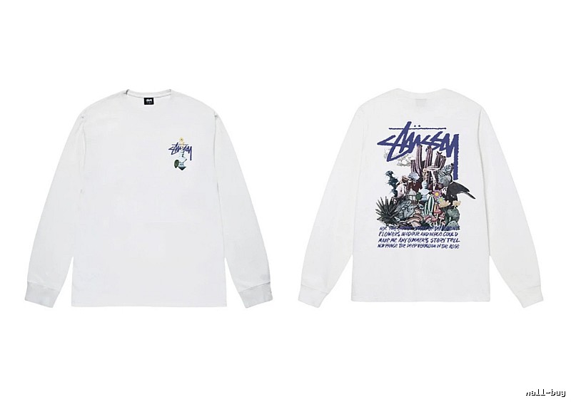 Stussy printed trendy white long-sleeve