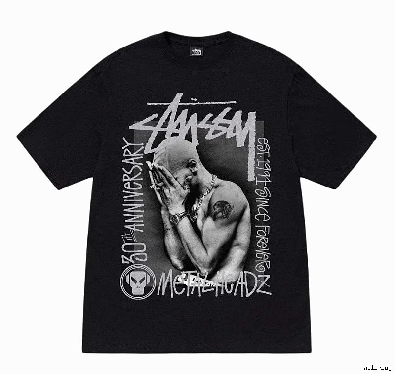 Stussy Statement Graphic T-shirt Black White Stussy for Easy Pairing