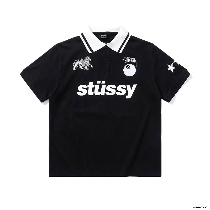 Stussy Trendy Style Black Polo Shirt