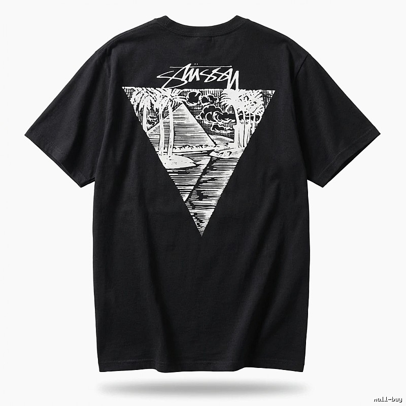 Stussy triangle print style black T-shirt