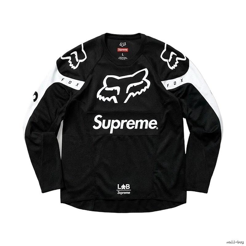 Supreme black and white trendy long-sleeved shirt