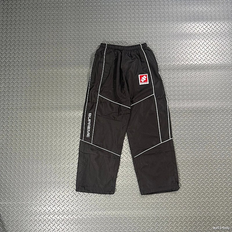 Supreme Black Utility Track Pants with Contrast Seams