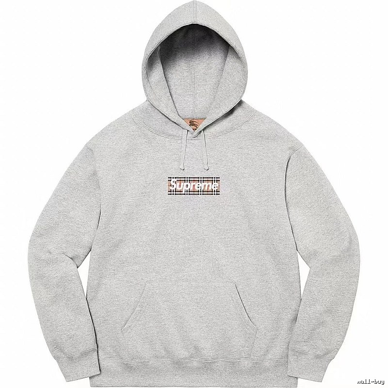 Supreme Logo Detail Logo hoodie Gray Red Oversized with Functional Detail