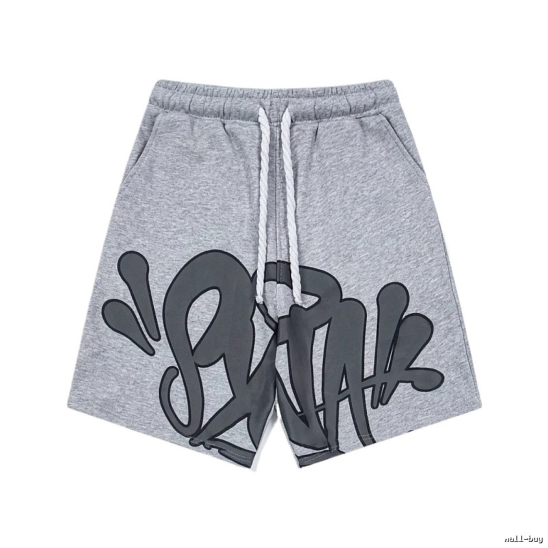 SynaWorld graffiti-style gray shorts