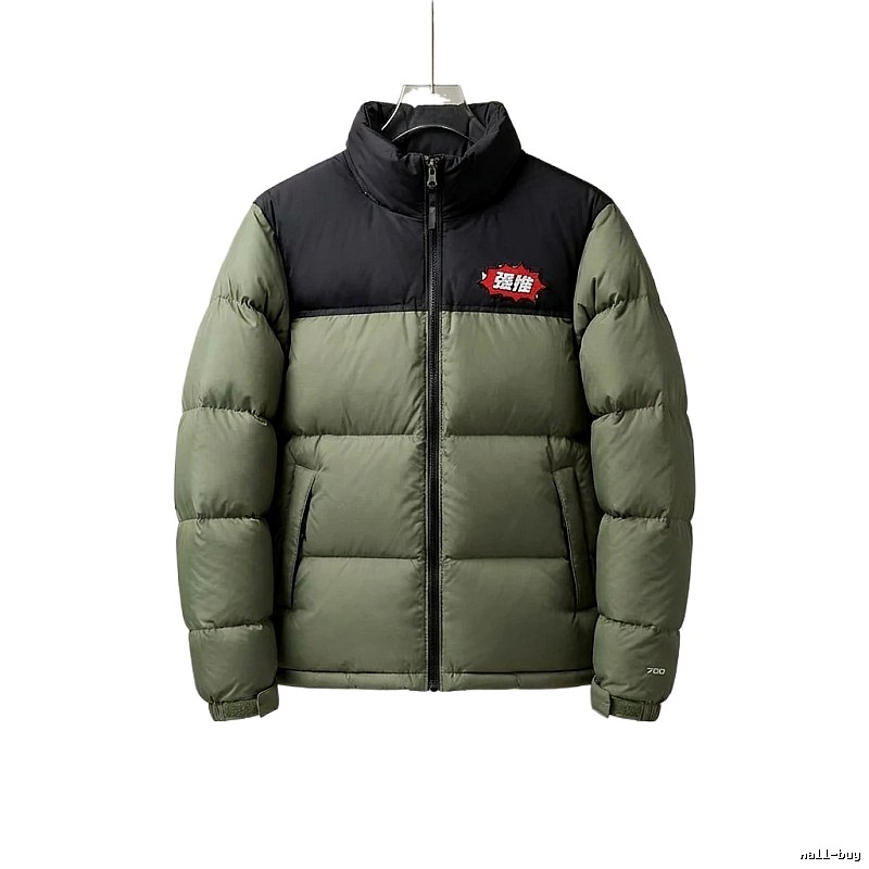 The North Face retro-style matcha green down jacket