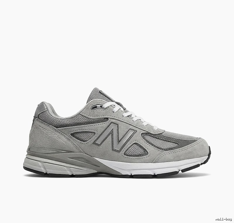 The retro-style gray shoes of the New Balance 990 series