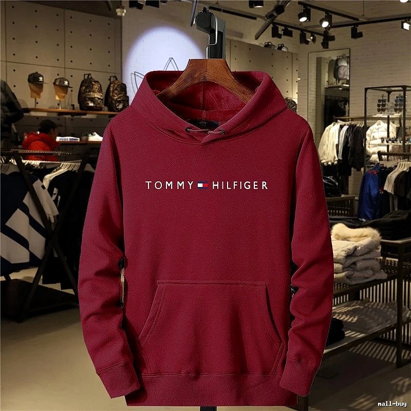 Tommy Hilfiger Burgundy Red Logo Hoodie Travel Styling