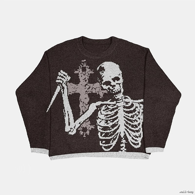 Travel Anime graphic sweater Black Knit Top with Modern Look