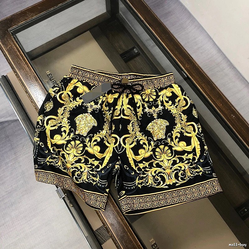 Versace Medusa Baroque Style Black and Gold Shorts
