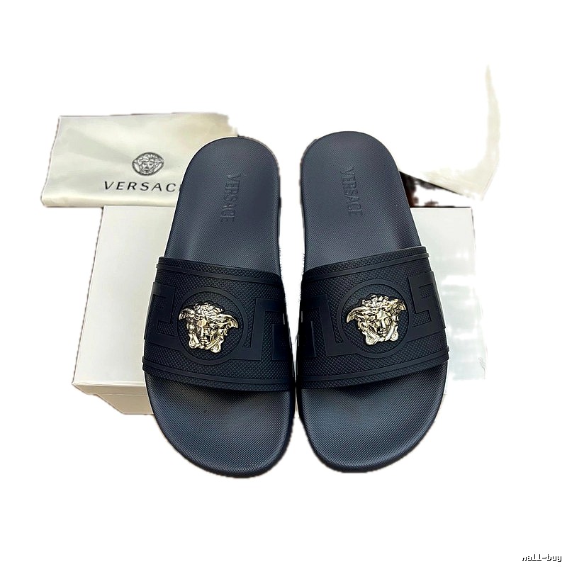 Versace Medusa Luxury Style Black Slide Sandals
