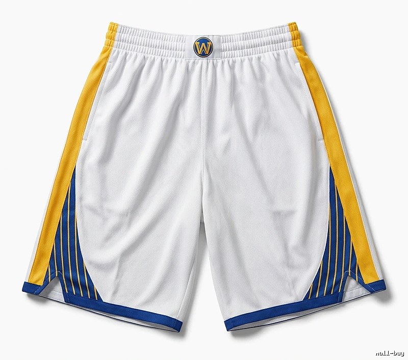 Warriors' Curry's white, yellow and blue shorts