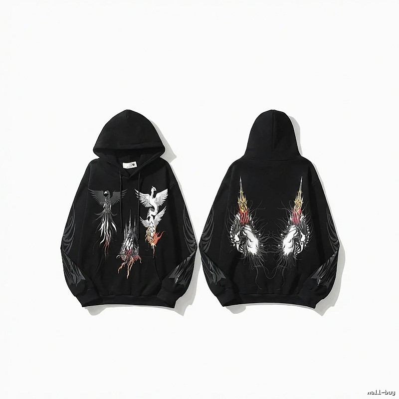 WDW Trendy Brand Chinese Style Embroidery Black Hoodie