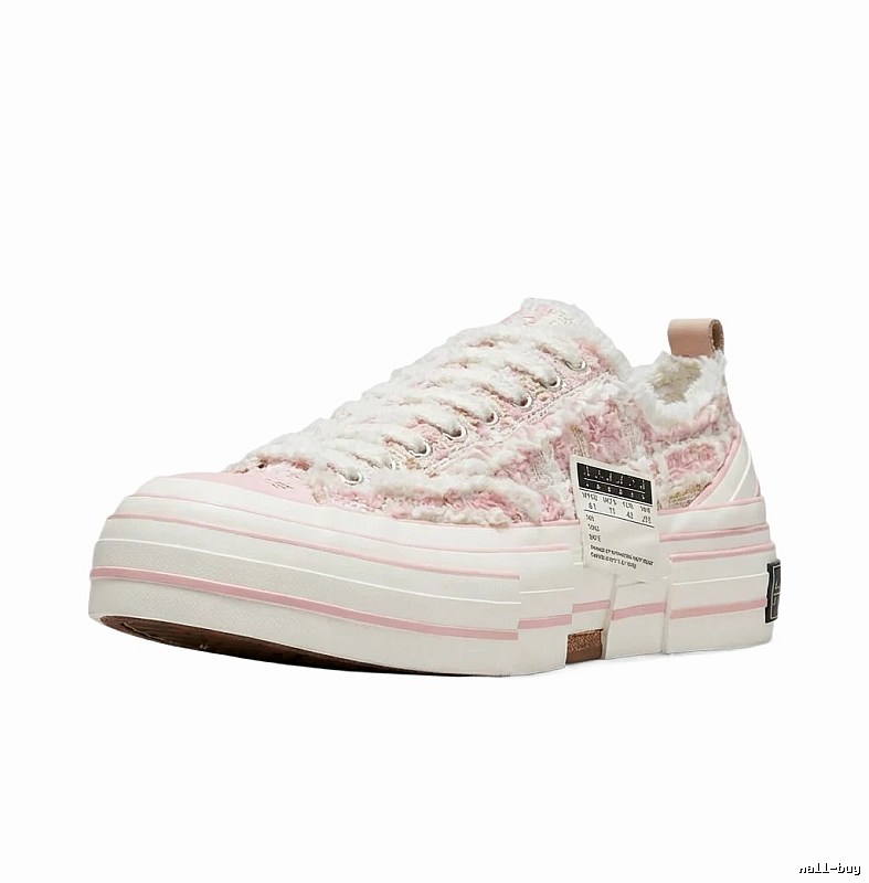 Xvessel denim-style pink and white canvas shoes